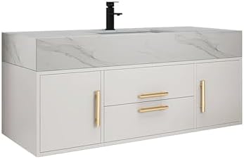 39 White Floating Vanity Set with Storage