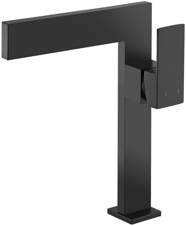 Matte Black Tall Bathroom Sink Faucet Ultra Thin Vessel Faucet
