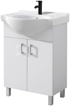 CBHME 24 White Vanity Cabinet with Ceramic Bowl Basin