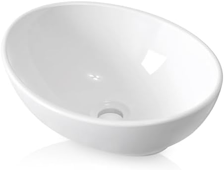 KES Modern Luxury Vessel Sink Oval White Bathroom Sink