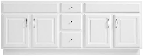 Bathroom Vanity 72in Brazilian Pine Wood White Unassembleable