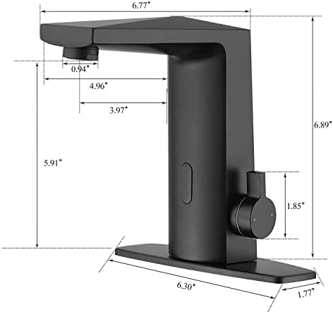 Poopey Automatic Sensor Touchless Bathroom Faucet Chrome Hands-Free Sink Black