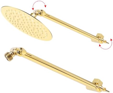 NearMoon Adjustable Shower Arm Solid Brass Chrome Gold