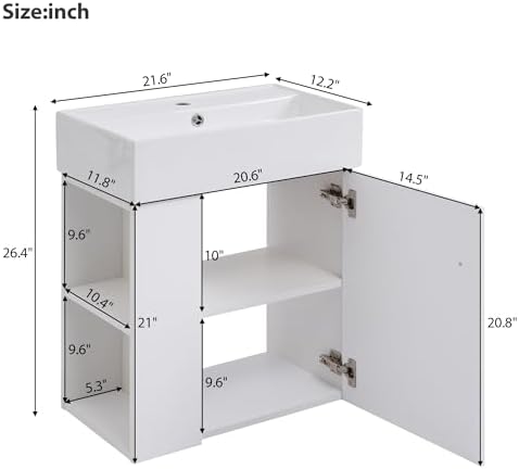 Bathroom Vanity for Small Space Modern Wall-Mounted Sink with Storage
