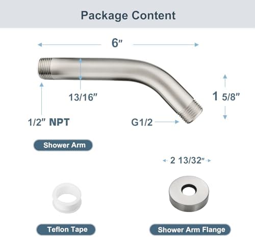 6-Inch Brass Shower Arm for Bathroom
