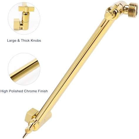 NearMoon Adjustable Shower Arm Solid Brass Chrome Gold