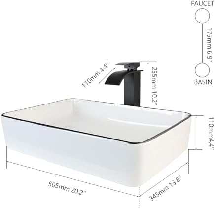 Modern Design Vessel Sink High-Quality Ceramic Sink White Above Counter 20 Inch