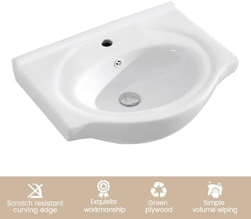 CBHME 24 White Vanity Cabinet with Ceramic Bowl Basin