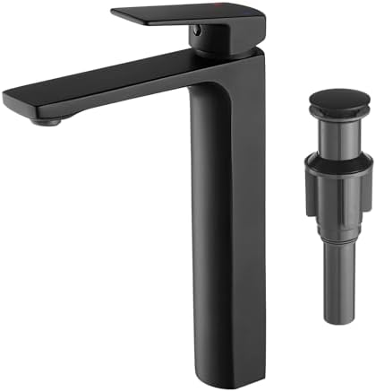 VOTON Matte Black Single Handle Bathroom Faucet 45LM Chop Chip