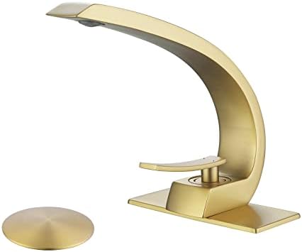 Modern Brushed Gold Bathroom Faucet with 1 or 3 Hole Mount