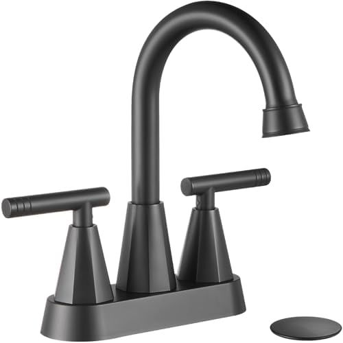 Premium 3-Hole Bathroom Faucet Black Matte Finish 4 Inch