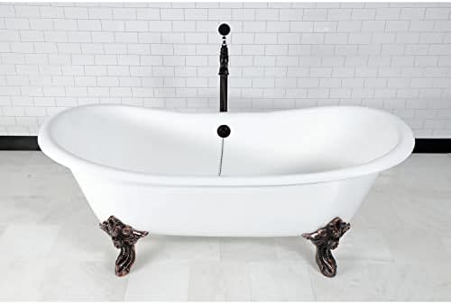 Kingston Brass 72625-Inch Clawfoot Bath Gloss White Enamel Finish 55 Gallon Capacity