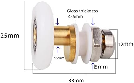 4-Piece Copper Stainless Steel Shower Door Rollers