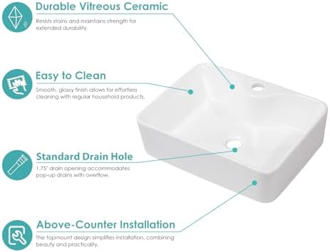 Modern White Vessel Sink for Bathroom