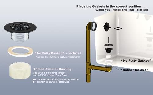 Matte Black Trip Lever bathtub drain kit