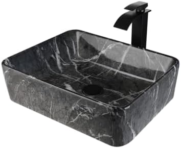 Black Marble Vessel Sink for Bathrooms