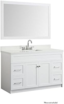 DKB D10817 White Quartz Bathroom Vanity with Soft-Closing Doors Dovetail Drawers