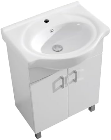 CBHME 24 White Vanity Cabinet with Ceramic Bowl Basin