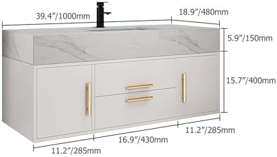 39 White Floating Vanity Set with Storage