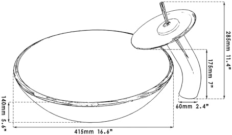 HM HomeMieco Tempered Glass Vessel Bathroom Round Basin Sink BowlWaterfall Faucet Combo Set