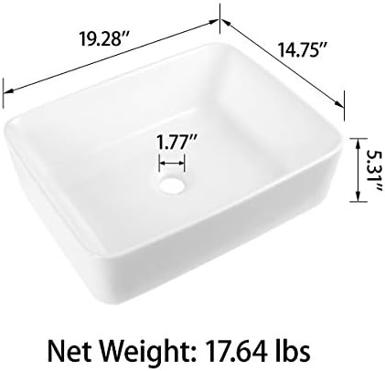 White Rectangle Vessel Sink