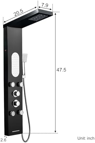 Experience Luxury in the Shower MENATT LED Shower Panel Tower System