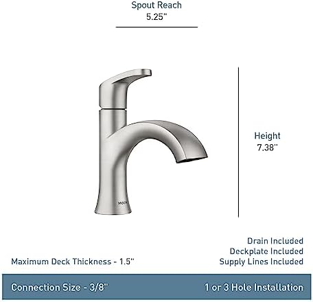 Moen Karis Chrome One-Hole Faucet with Optional Deckplate