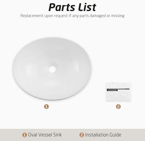 KES Modern Luxury Vessel Sink Oval White Bathroom Sink