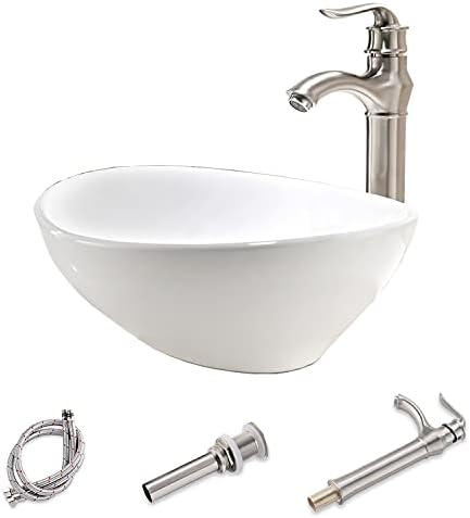 16 Oval Bathroom Vessel Sink and Faucet Combo