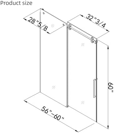 Adjustable 56-60 W x 60 H Frameless Batht