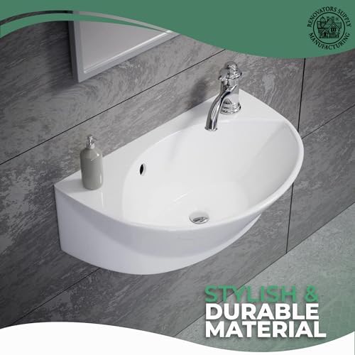 Stylish Wall-Mounted Bathroom Vessel Sink Juniper 17 In White Ceramic