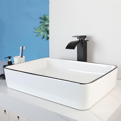 Modern Design Vessel Sink High-Quality Ceramic Sink White Above Counter 20 Inch