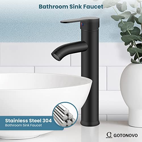 Modern Tall Vessel Sink Faucet with Matte Black Finish Single Handle