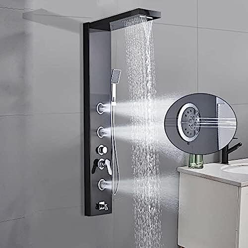 LED Rainfall Shower Head with Massager Jets