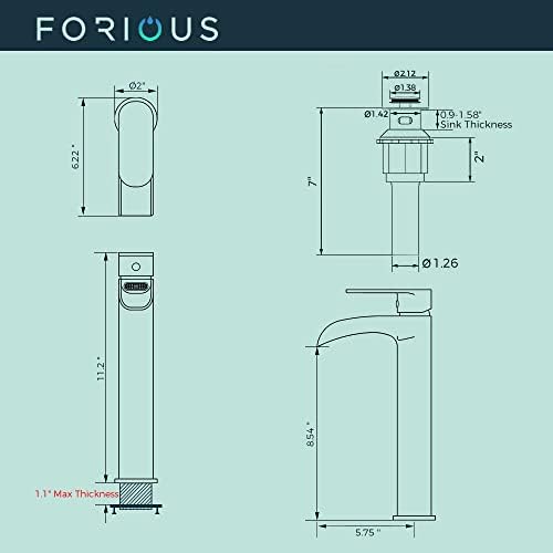 FORIOUS Black Brass Vessel Sink Faucet