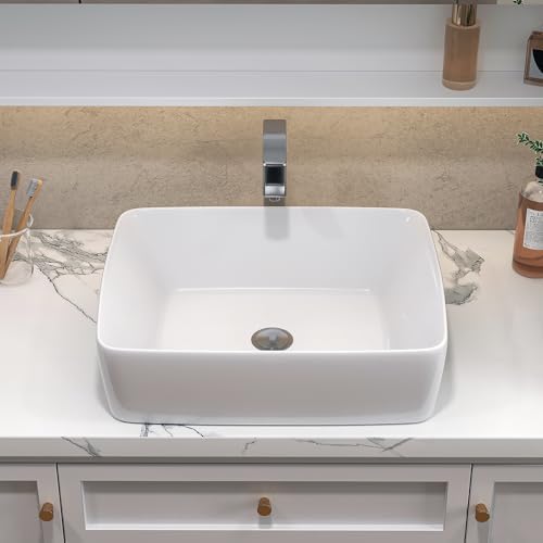 White Rectangle Vessel Sink