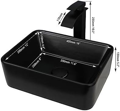 16 Bathroom Vessel Sink with Waterfall Faucet