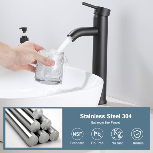 SGUVK Bathroom Sink Faucet Matte Black Single Handle DurableLow Profile Design
