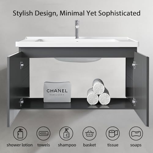 Hiliteshome compact wall-mounted bathroom vanity with storage