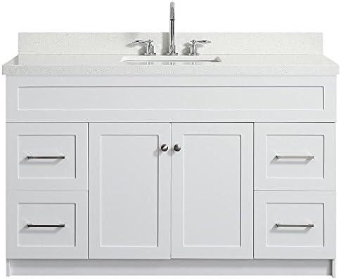 DKB D10817 White Quartz Bathroom Vanity with Soft-Closing Doors Dovetail Drawers