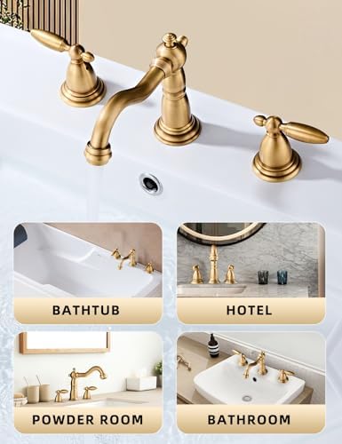 Antique GoldBlack 3-Hole Brass Faucet with Modern Handles