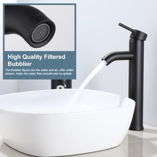 SGUVK Bathroom Sink Faucet Matte Black Single Handle DurableLow Profile Design