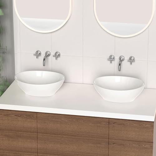 KES Modern Luxury Vessel Sink Oval White Bathroom Sink