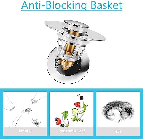 Premium Brass Sink Stopper with Hair Catcher for 104-197 Inch Drains