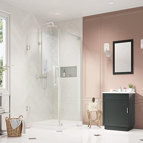 32-inch Frameless Satin Nickel Shower Door