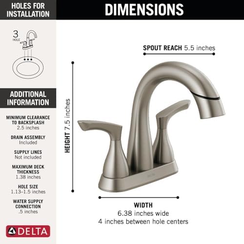 Delta Faucet Broadmoor Pull Down Bathroom Faucet with Magnetic Docking Lifetime Warranty