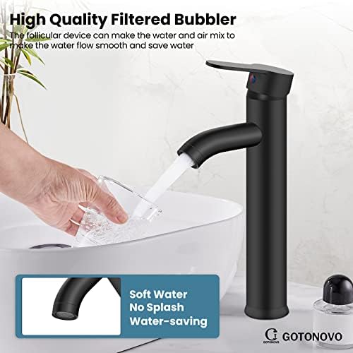 Modern Tall Vessel Sink Faucet with Matte Black Finish Single Handle