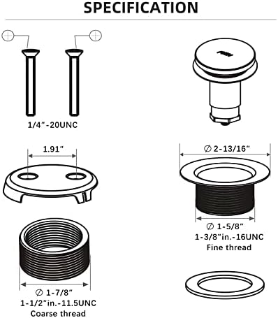 All Metal bathtub drain kit for easy maintenance