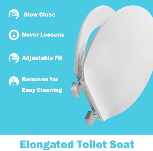 No Slamming Elongated Toilet Seat Replacement for KOHLER More