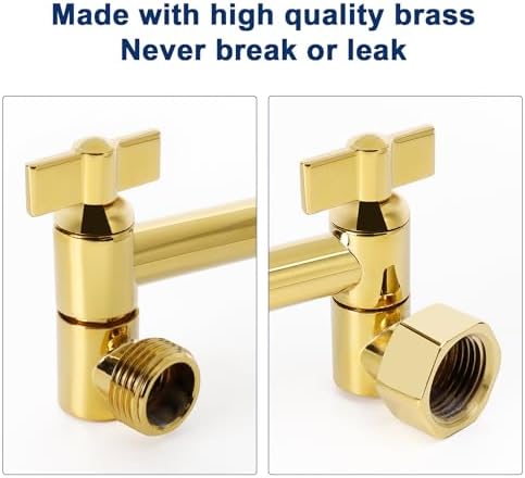 NearMoon Adjustable Shower Arm Solid Brass Chrome Gold